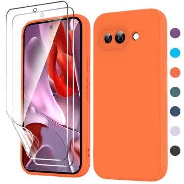 Imagem de LeYi Capa para Google Pixel-9A: Capa para Pixel 9A com 2 peças de protetor de tela, forro de microfibra antiarranhões, capa protetora à prova de choque para Pixel 9A, laranja