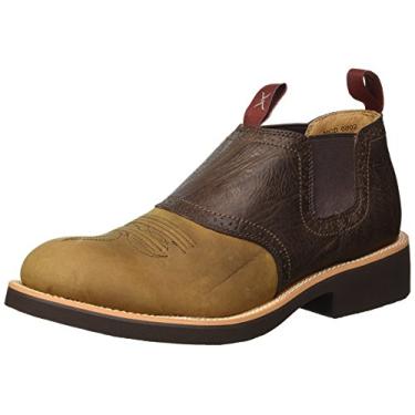 Imagem de Twisted X Botas masculinas de bico quadrado cowboy de 25,4 cm – Bota de trabalho de bico quadrado feita à mão com couro de flor integral, forro de malha de ar, sola de borracha, palmilha removível e