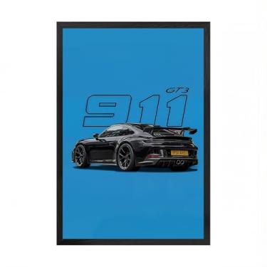 Imagem de Mofesun Pôster de carro esportivo - Arte de parede emoldurada, ideal para decoração de quarto masculino, presente para entusiastas de carros (moldura preta, 20 x 25 cm)