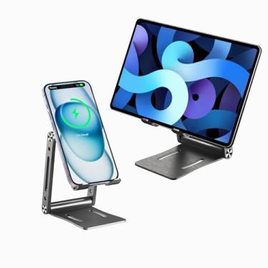 Imagem de Suporte para celular, suporte de telefone portátil dobrável ajustável de 360° para mesa de viagem, acessórios de escritório, compatível com todos os telefones celulares, iPad pequeno, interruptor