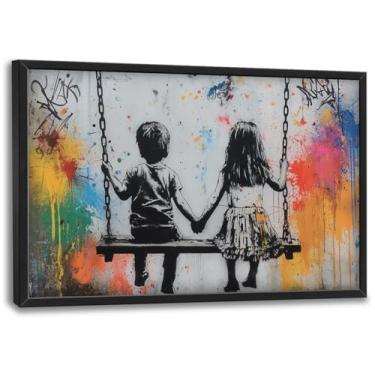 Imagem de Viorise Arte de parede grande Banksy kid 2436 C × 24w