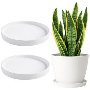 Imagem de LUMINFLY Porta-copos de vaso com acabamento fosco branco para casa, decoração peitoril da janela, escritório, 6 x 2 cm, 2 peças de pires de vaso de cerâmica para plantas, bandejas redondas modernas