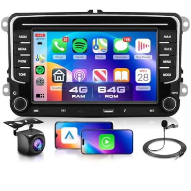 Imagem de Rádio estéreo 4G + 64G para assento VW Jetta Tiguan Golf Passat MK5 MK6, tela sensível ao toque IPS de 7 polegadas/USB tipo-C/Android 15/Wireless CarPlay/Android Auto/DSP/GPS/WiFi/5.0Bluetooth/FM/SWC
