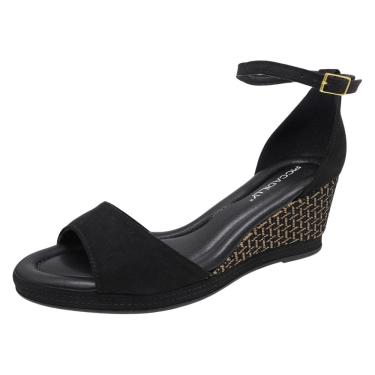 Imagem de Sandália Feminina Anabela Média Macia Ajustável Piccadilly