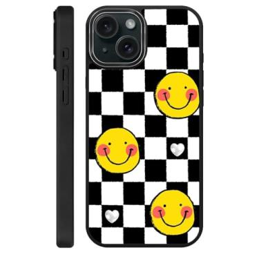 Imagem de Zhhoya Capa para iPhone 15, tabuleiro de xadrez, preto, branco, estampado, preto, estético, magnético, capa protetora engraçada para mulheres, homens, meninos e meninas