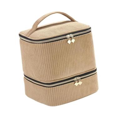 Imagem de FashionCha Estojo Organizador para Esmaltes com Capacidade para 30 Frascos, Alça e Bolsos para Kit de Unhas e Cosméticos, Marrom