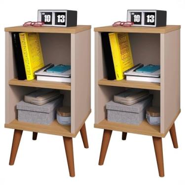 Imagem de Conjunto Quarto: 2 Mesas de Cabeceira Com Prateleira E Cabeceira modulo Adesivo para cama (MOD. BEGE - CH FENDI/HANOVER,0.90-5)