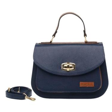 Imagem de Bolsa Feminina Mão Transversal Estruturada Couro Sifra (AZUL)
