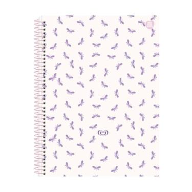 Imagem de Caderno Colegial Detalhes Animativa Coleção 2026-1 Matéria 80 folhas Delicada Romântica Tam. 17,9x24,1cm (Flor roxo)