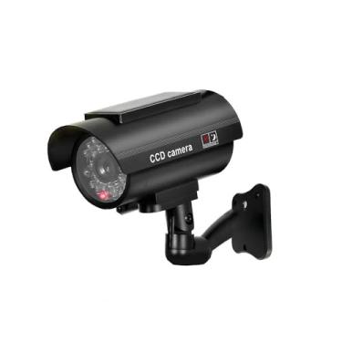 Imagem de Saikiot Câmera de segurança falsa alimentada por energia solar, fácil de instalar com luz LED vermelha piscando e avisando para uso interno/externo