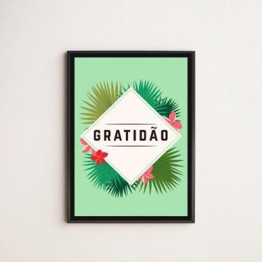 Imagem de Quadro Decorativo Gratidão Tropical 24X18Cm - Quadros On-Line