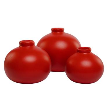 Imagem de Kit 3 Vasos Gregos Decorativos em Cerâmica Premium - Enfeites Decorativos para Sala com Estilo Clássico Moderno (Terracota)