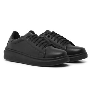 Imagem de Tênis Masculino Casual Sapatênis Idealle Style Sneaker Monocromático Moderno Confortável e Leve Solado Caixa Alta Ideal para Uso Diário Trabalho e Eventos (Preto, BR, Adulto, Numérico, 43)