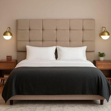 Imagem de Cabeceira Cama Box Solteiro 90 Cm Alana Em Suede Com Frame Bege Escuro