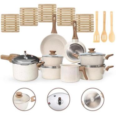 Imagem de Jogo de Panelas 16 Peças Cerâmico Premium Indução com Panela de Pressã