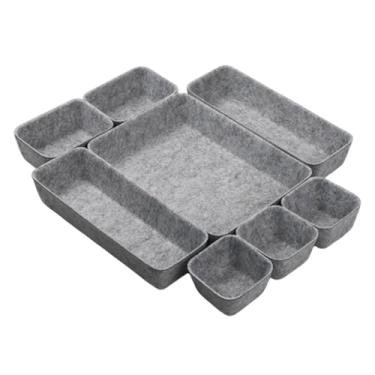 Imagem de WeiLaiKeQi Bandeja Organizadora de Gaveta em Feltro, Divisória de Gaveta, Cesto Organizador Multiuso para Armários, Prateleiras, Penteadeira, Maquiagem e Artigos, Cinza Claro