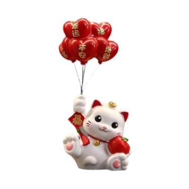 Imagem de IEUDNS Estatueta de Gato, Escultura Animal, Estátua de Gato, Ornamento de Mesa para Estante de Livros ou Escritório, Sentado