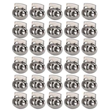 Imagem de Ymiko Trava de Cabo de Metal Com 30 Peças, Com Rolha Deslizante de Furo Duplo para Cordões, Mochilas, Bolsas e Cadarços, Clipes de Fixação de Mola (Prata)