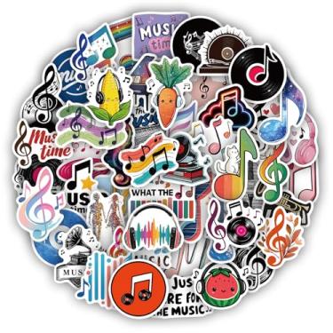 Imagem de 100 adesivos de música fofos, adesivos de notas musicais à prova d'água para garrafa de água, laptop, scrapbook, guitarra, decoração de banda, lembrancinhas de festa e presentes para crianças