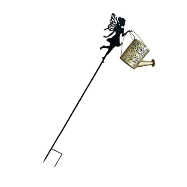 Imagem de Aqur2020 Rega Solar Pode Luz, Branco Quente Led Fada Jardim Ornamento Ip65 à Prova de água Metal Pendurado Lanterna para Pátio Ao Ar Livre Quintal (B)