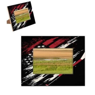 Imagem de hongjinglin Porta-retrato 12,76 x 17,78 cm com design de madeira, moldura americana com tapete para parede e mesa, moldura para pendurar na parede para decoração de casa e amigos da família, ideias de