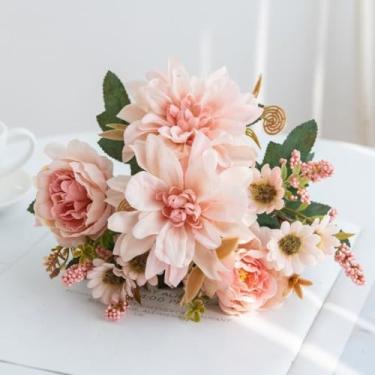 Imagem de Buquê Artificial de Dálias para Casamento – Flores Decorativas para Arranjos, Festas e Decoração de Casa(Rosa-3)