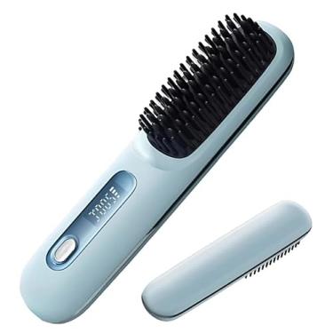 Imagem de Mini Escova Alisadora Prática com Íons Portátil Sem Fio Recarregável Para Cabelos Lisos Modelagem Visor Digital De Temperatura - Carregamento USB