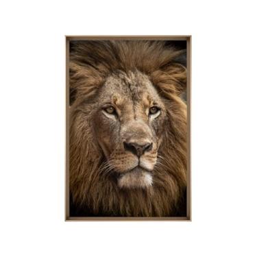 Imagem de Quadro Decorativo com Vidro Sala Hall Quarto 84x124cm Bege Leão 2