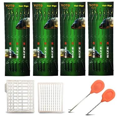 Imagem de YOTO Equipamento de pesca de carpa - 24 peças de aço de alto carbono curvado para carpa anzol giratório boilies de pesca com linha de linha trançada, acessórios de pesca de carpa, tamanho 2