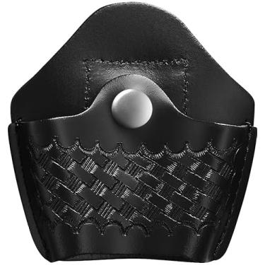 Imagem de Shield Wallets Capa de algema de couro preto com fecho cromado para cinto de serviço