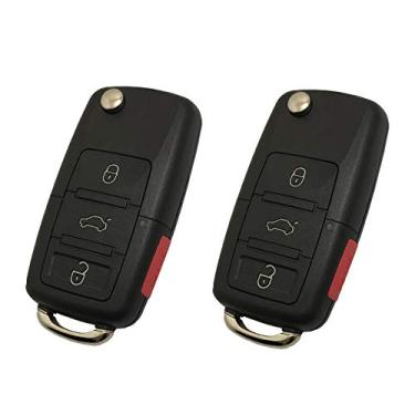 Imagem de Capa de chaveiro para VW Volkswagen Jetta Passat Golf Beetle Rabbit GTI CC EOS chave de reposição 4 botões entrada sem chave capa de chave com lâmina não cortada (2)