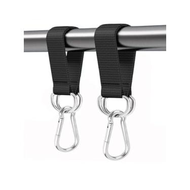 Imagem de Kit de alças para pendurar árvores, pacote com 2 tiras de poliéster extralongas com mosquetões de travamento para balanços, redes, uso ao ar livre, fácil instalação com bolsa de transporte (25 cm)