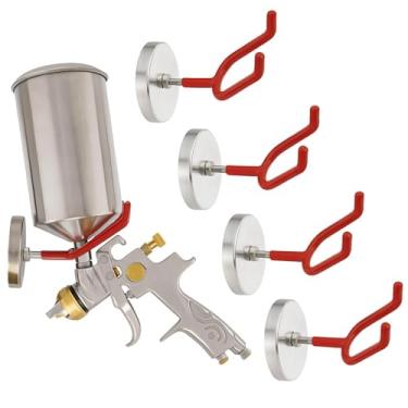 Imagem de LEIFIDE Suporte magnético para pistola de pintura 4 peças compatível com a maioria das pistolas de pintura ideal para cabines de pulverização, estações de trabalho, parede de oficina