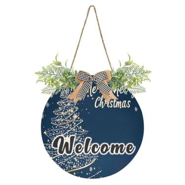 Imagem de YETTASBIN Placa de boas-vindas para árvore de Natal, placa de parede à prova d'água, guirlanda decorativa de alpendre para inauguração de casa, quintal, jardim, decoração de férias, 30 x 30 cm