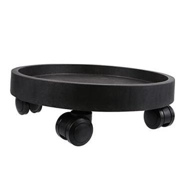 Imagem de YYBOES Vaso de flores base vaso rodízio planta resistente Dolly plantadores internos planta branca planta planta sobre rodas plantas internas vaso de flores redondo suporte polia lata de lixo resina