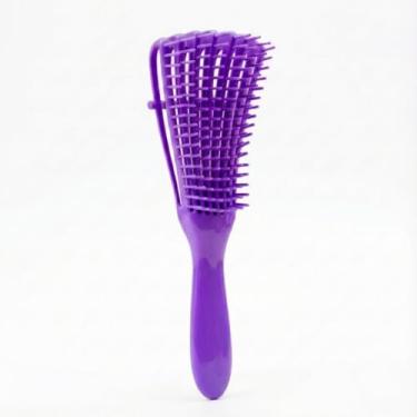 Imagem de Escova Desembaraçante para Cabelos Cacheados, Ajustável 8 Garras para Cabelos Cacheados, Lisos e Ondulados, Design Flexível para Pentear sem Danos (Roxo)