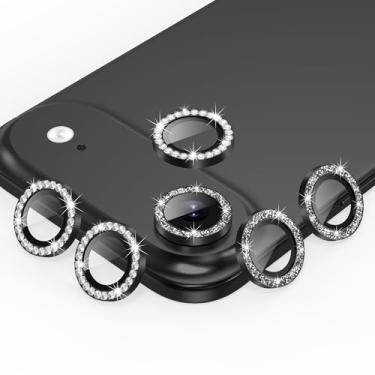 Imagem de AGVEE Pacote com 3 + 3 6 para iPhone 17 Air 6,5 polegadas, protetor de lente de câmera de vidro temperado HD com diamante brilhante e glitter brilhante 9H, preto brilhante