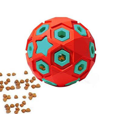 Imagem de ZMAYPLUS Brinquedo de cachorro estrela de borracha durável para mastigadores delicados promove brinquedo estrutura de camada dupla dispensador de alimentos para cães brincando perseguindo mastigação