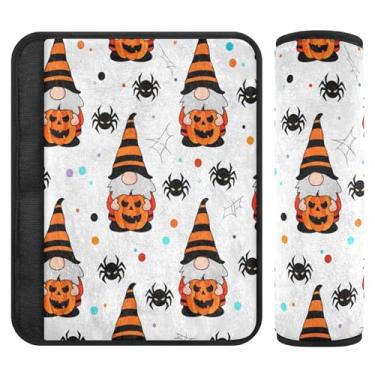 Imagem de Burbuja Capa para cinto de segurança de carro Gnomos Holding Jack O Lanterns Protetor de cinto de segurança de carro macio confortável para alça de ombro de assento, 1 par pequeno