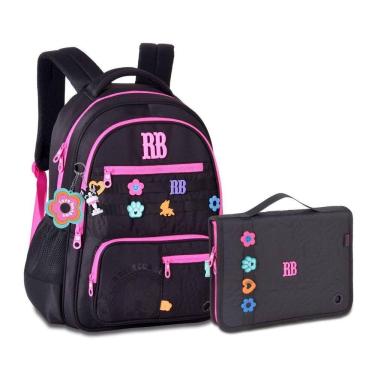 Imagem de Mochila Com Estojo Fichário Kit Escola Rebeca Bonbon Premium
