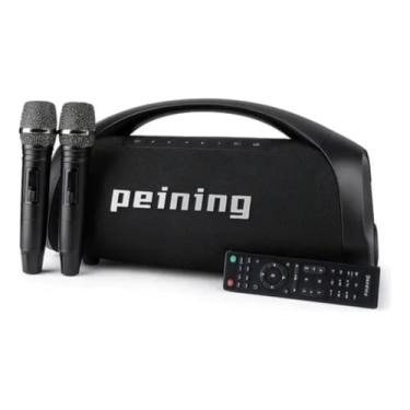 Imagem de Caixa de Som Bluetooth Peining PEI-SP02 400W IPX6 com LED, Karaokê, Power Bank, 2 Microfones Sem Fio e Bluetooth 5.3