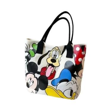 Imagem de Bolsa Tote Grande De Lona Disney Mickey Mouse E Goofy, Bolsa De Ombro 