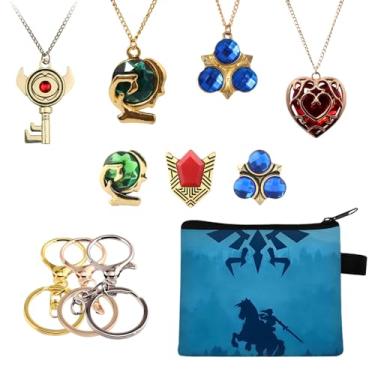 Imagem de Weddye 10 peças de colares metálicos de desenho animado de jogos, pinos, conjunto de chaveiros DIY com bolsa de armazenamento, acessórios de moda para fãs de colecionadores, para decoração de roupas