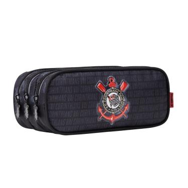 Imagem de Estojo Escolar Duplo 2 Divisórias Futebol Corinthians Timão