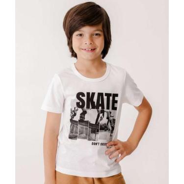 Imagem de Camiseta Infantil Estampa Skate MR Tam 4 a 10-22026, Branco, 4