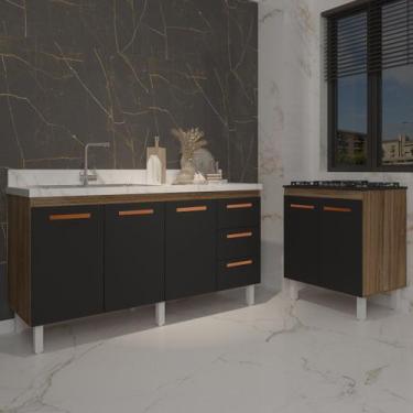 Imagem de Cozinha Balcão Armário Gabinete de Pia 150 cm Deise e Balcão Fran para