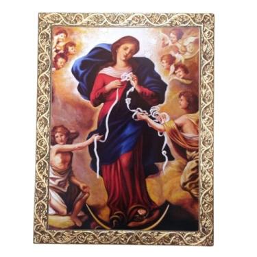 Imagem de Quadro Decorativo Religioso Nossa Senhora Desatadora dos Nós (Dourada, A3)