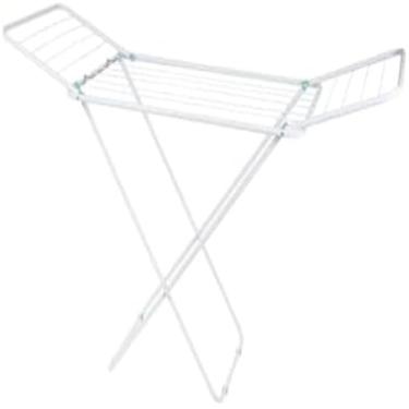 Imagem de Varal de roupas dobravel, facil, aco, com abas, domestico, leve, resistente, branco.