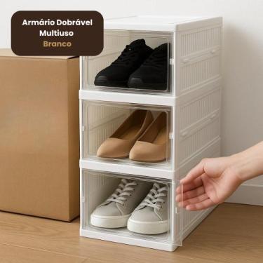 Imagem de Armário Dobrável Vertical Multiuso Top House 3 Compartimentos com Port