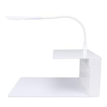 Imagem de Ymiko Estação de Extensão de Cílios Com Luz LED Ajustável, Suporte de Bandeja de Cílios Acrílico e Prateleira de Armazenamento para Uso Em Salão de Beleza 3 Níveis de Brilho, Organizador de Estação